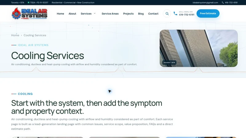 Ideal Air Systems cooling category page, a HVAC website design project by BHP Solution