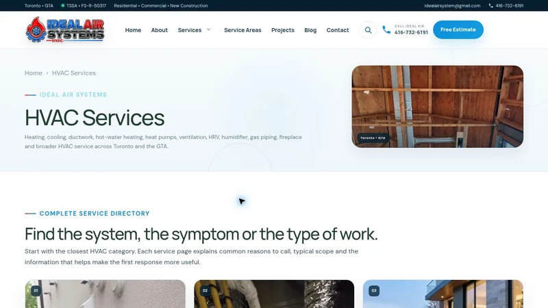 Ideal Air Systems service directory, a HVAC website design project by BHP Solution