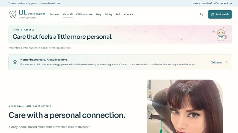 LiL Dental Hygiene about page, a dental hygiene website design project by BHP Solution